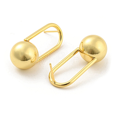 Oval with Ball Shape Rack Plating Brass Stud Earring EJEW-K263-28G-1
