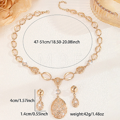 Alloy Rhinestone Teardrop Stud Earrings & Pendant Necklaces Sets WG8A7F2-01-1