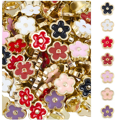140Pcs 7 Colors Alloy Enamel Buttons FIND-GF0008-29-1