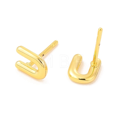 Brass Hollow Out Initial Letter Stud Earrings for Women EJEW-A044-01G-U-1