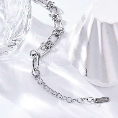 304 Stainless Steel Paperclip Chain Bracelets for Women BJEW-P347-03P-1