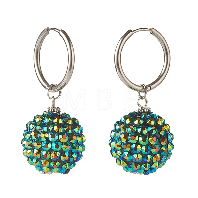 Sparkling Rhinestone Ball Dangle Hoop Earrings EJEW-JE04813-1