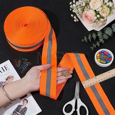 Reflective Polyester Ribbons SRIB-WH0011-475B-1-1