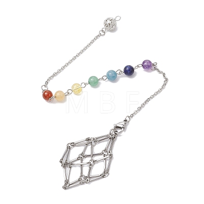 304 Stainless Steel Chain Macrame Pouch Empty Stone Holder Dowsing Pendulums HJEW-JM02327-03-1