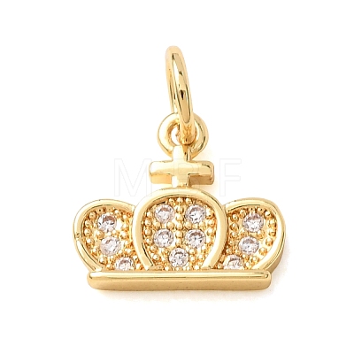 Brass Micro Pave Clear Cubic Zirconia Charms KK-CBA0009-09G-1