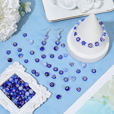 160Pcs 8 Styles Handmade Millefiori & Evil Eye Lampwork Beads LAMP-PA0001-73-1