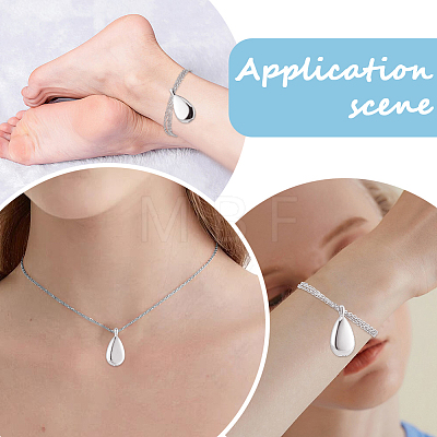 Teardrop 201 Stainless Steel Memorial Urn Ashes Pendant Necklaces DIY-CN0003-40P-1