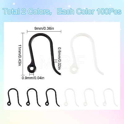200Pcs 2 Colors Plastic Earring Hooks KY-SC0001-67-1