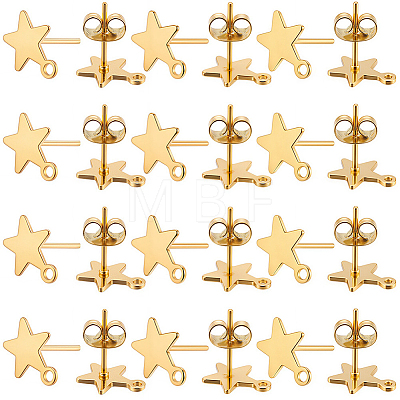 60Pcs 304 Stainless Steel Stud Earring Findings STAS-SC0021-31G-1