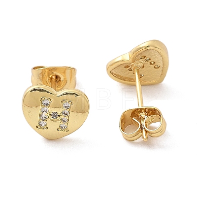 Rack Plating Brass Micro Pave Clear Cubic Zirconia Stud Earrings EJEW-K299-01G-H-1