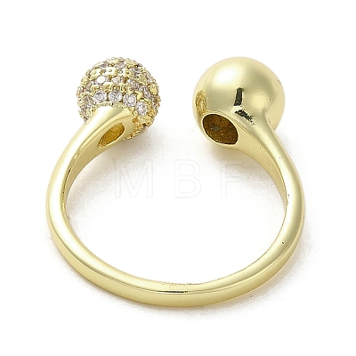 Rack Plating Brass with Clear Cubic Zirconia Cuff Rings RJEW-G308-01A-G-1