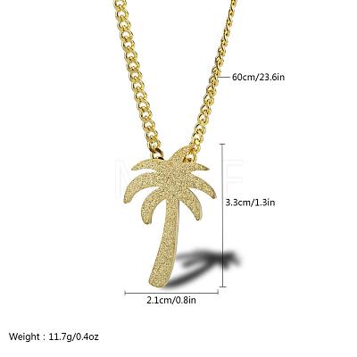 Hip Hop Stainless Steel Sandblasted Palm Tree Pendant Necklaces for Men DF1150-1-1