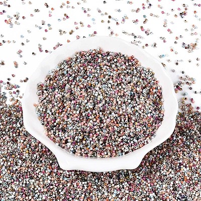 Spray Painted Picasso Cylinder Glass Seed Beads GLAA-T028-12A-06-1