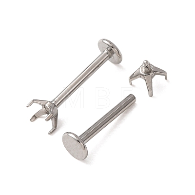 304 Stainless Steel Prong Earring Settings SA-CBA8B85-11B-03-1
