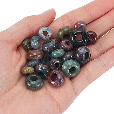 30Pcs 2 Sizes Natural Indian Agate European Beads G-SP0001-49-1