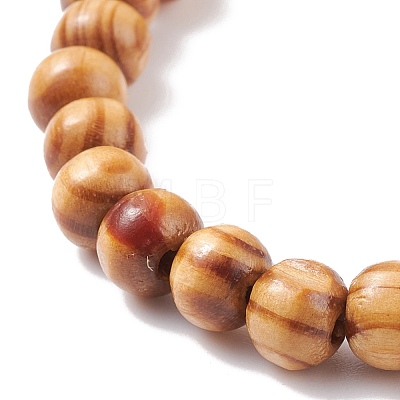 Natural Wood Stretch Bracelet with Gemstone Beads BJEW-JB08217-1