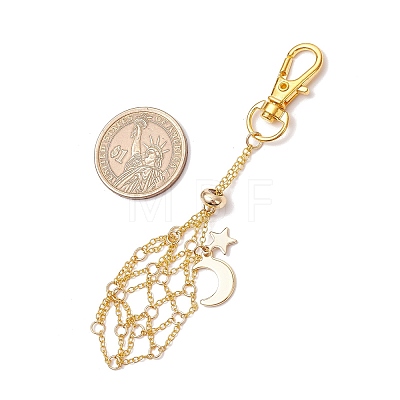 Moon Alloy Swivel Lobster Claw Clasps & Brass Cable Chains AJEW-JB01336-03-1