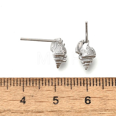 Conch Shape Brass Micro Pave Cubic Zirconia Ear Studs EJEW-D304-32P-1