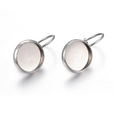 Tarnish Resistant 304 Stainless Steel Leverback Earring Settings X-STAS-F191-03P-10mm-1