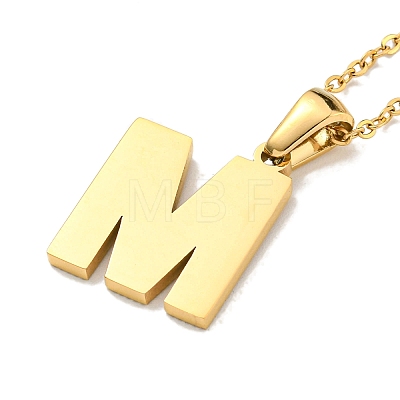 Ion Plating(IP) Initial Letter 304 Stainless Steel Pendant Necklaces NJEW-M199-01G-M-1