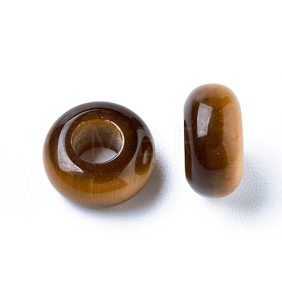 Natural Tiger Eye European Beads G-G740-12x6mm-10-1