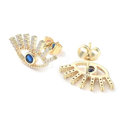 Brass Micro Pave Cubic Zirconia Stud Earrings EJEW-P247-01G-1