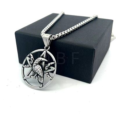 Vintage 304 Stainless Steel Pentagram Eagle Pendant Men's Necklaces OB8417-1