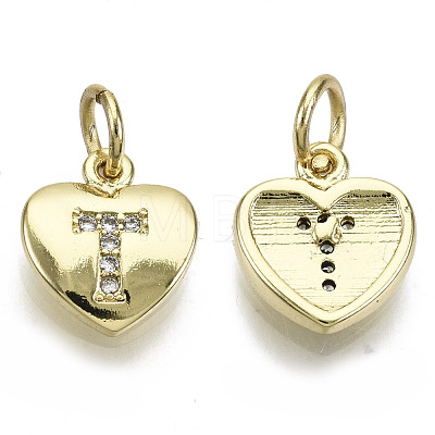 Brass Micro Pave Clear Cubic Zirconia Charms KK-N227-34T-NF-1