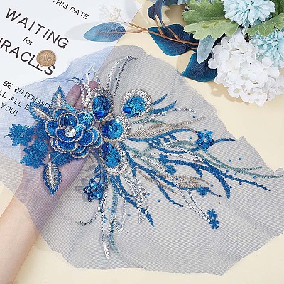 3D Flower Polyester Embroidery Sew on Flower Appliques PATC-WH0008-24B-1