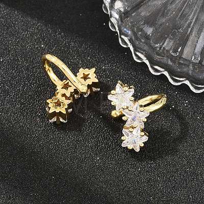Brass Micro Pave Clear Cubic Zirconia Cuff Earrings EJEW-G471-40G-1