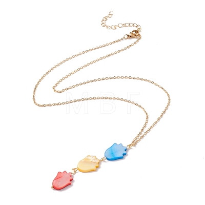 Natural Shell Tulip Pendant Necklace with 304 Stainless Steel Chains for Women NJEW-C016-15G-1