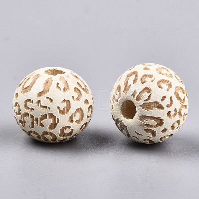 Painted Natural Wood Beads WOOD-T021-53A-12-1