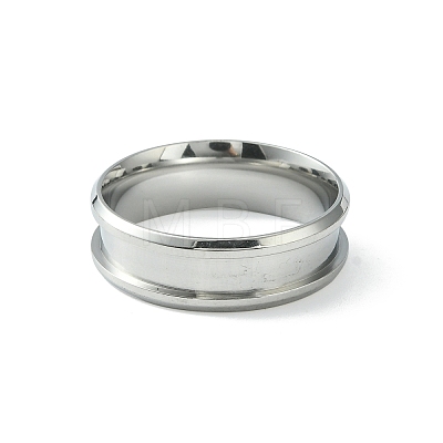 201 Stainless Steel Grooved Finger Ring Settings STAS-TAC0001-10F-P-1