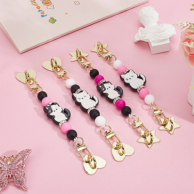 4Pcs Silicone Mobile Straps HJEW-ME00177-1
