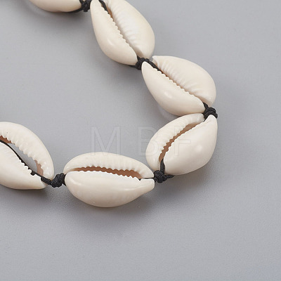 Cowrie Shell Beaded Necklaces X-NJEW-JN02293-1