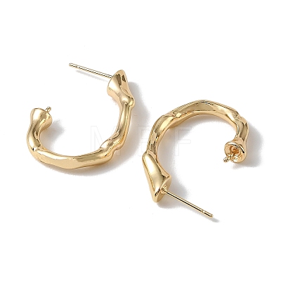Brass Stud Earring Settings for Half Drilled Beads KK-CBAF05D-01G-1