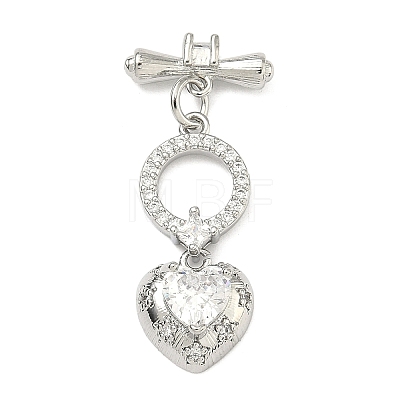 Brass Micro Pave Clear Cubic Zirconia Toggle Clasps KK-F934-05P-1