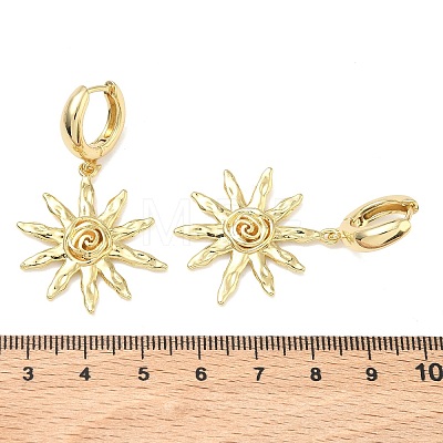 Sun Brass Hoop Earrings EJEW-C181-11G-1