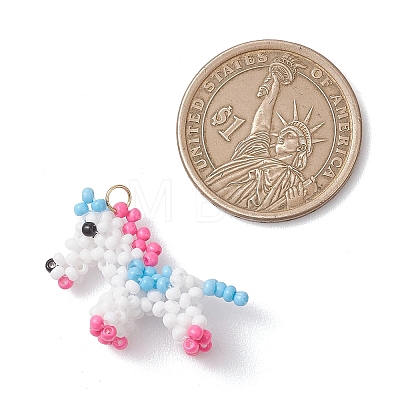 3D Glass Seed Beaded Horse Pendants PALLOY-MZ01215-1