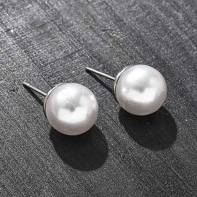 Brass ABS Imitation Pearl Stud Earrings EJEW-B132-01C-P-1