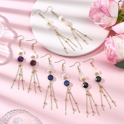 Natural Gemstone Dangle Earrings EJEW-JE06813-1