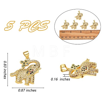 5Pcs Rack Plating Brass Micro Pave Cubic Zirconia Pendants ZIRC-SZ0003-74-1