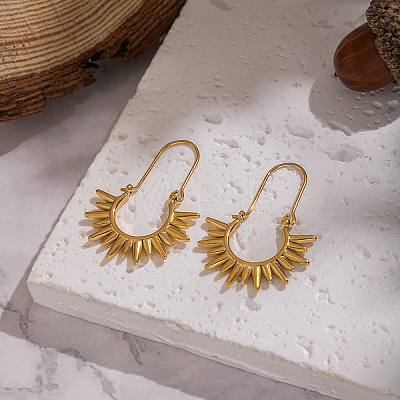 Vintage European Style Sun 304 Stainless Steel Hoop Earrings KG5327-1-1