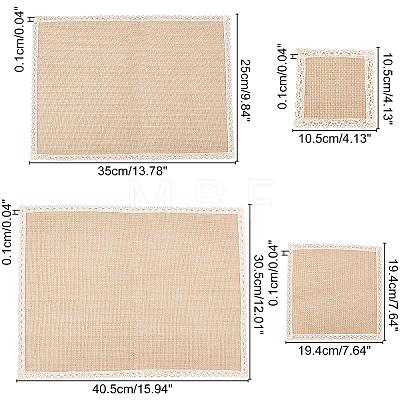 Rectangle Jute Cloth Table Mat AJEW-WH0180-39-1