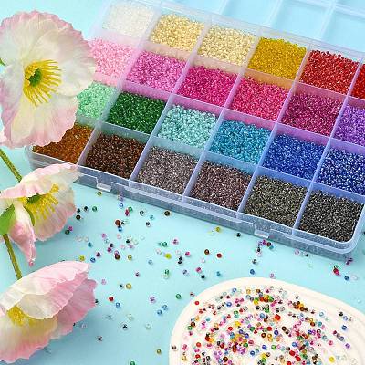 19200Pcs 24 Colors 12/0 Glass Seed Beads SEED-YW0001-87A-1