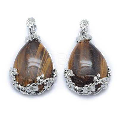 Natural Tiger Eye Pendants G-P393-B04-1