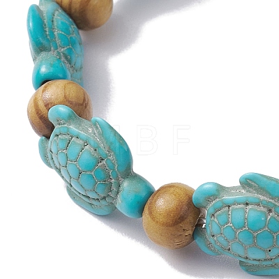 Beach Turtle Dye Synthetic Turquoise Beaded Stretch Barcelets BJEW-JB10291-01-1