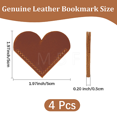 4Pcs Leather Bookmarks AJEW-CL0005-36-1