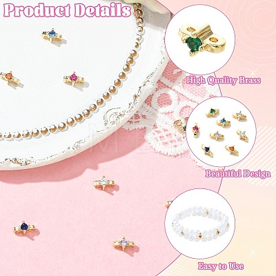 16Pcs 8 Colors Brass Micro Pave Cubic Zirconia Multi-Strand Links FIND-CJ0005-87-1