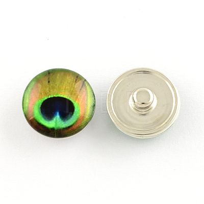 Brass Glass Cabochons Buttons GLAA-S052-02M-1